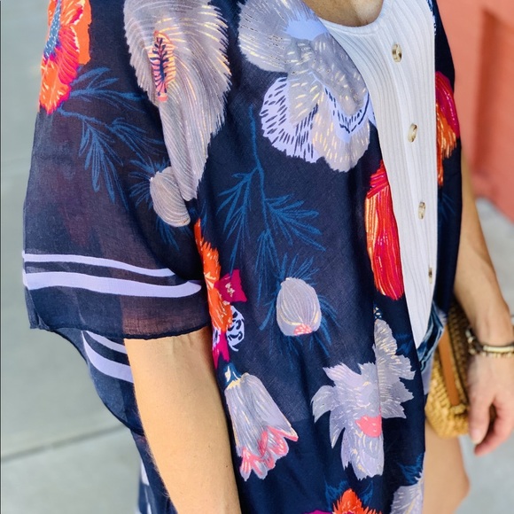 INFLUENCED BY FLORALS KIMONO-NAVY - Picture 6 of 6